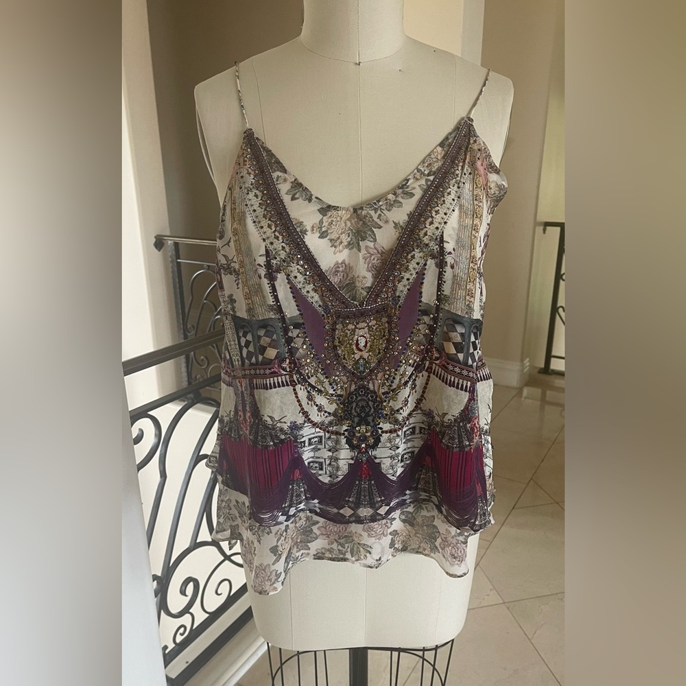 Camilla double layer camisole with crystals sz S NWOT